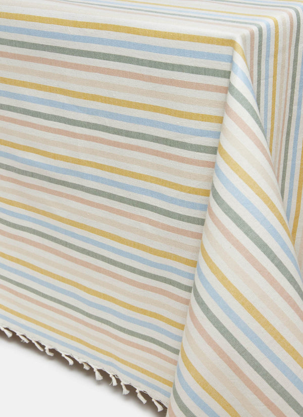 Multi Stripe Spring Pastel Tablecloth