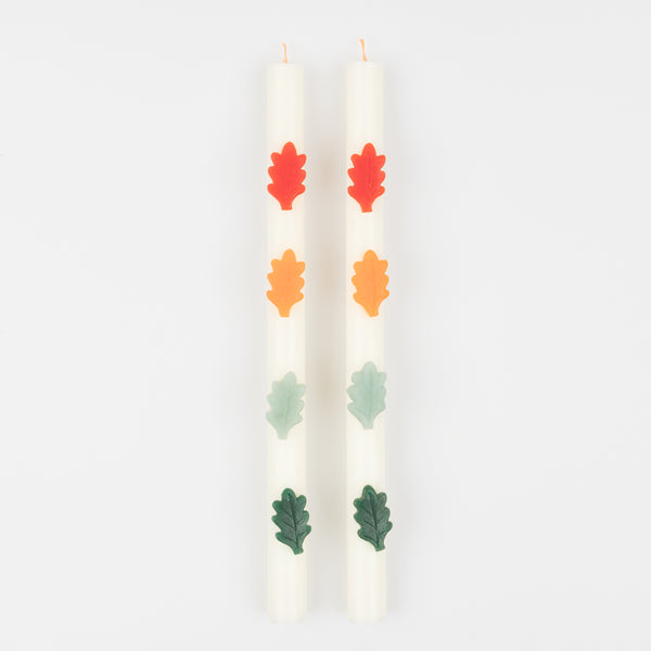 Our decorative candles, featuring wax leaves and colored wicks, are perfect to add a touch of beauty to your dinner table or mantel. Image3