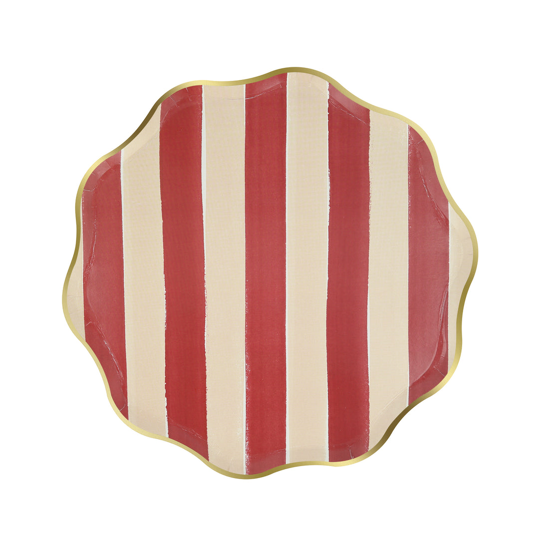 Our striped plates, in a side plate size, are made from high-quality paper and have a stunning striped design with a shiny gold foil border. Image5