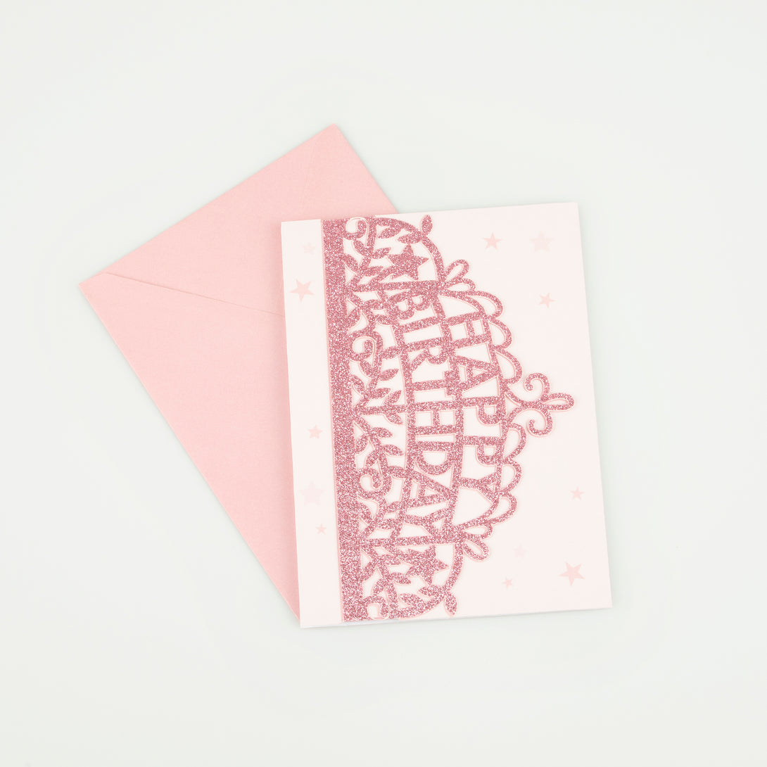 Our special birthday tiara, with pink glitter, comes with a birthday card to send your special wishes.