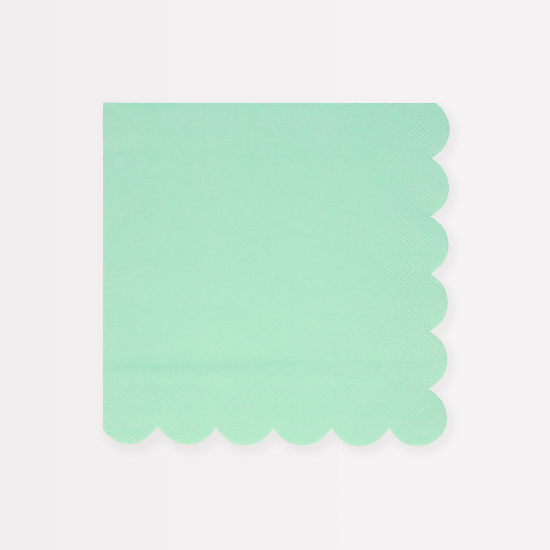 Our paper napkins are large, soft green and have a scalloped edge, making them ideal for an under the sea party.