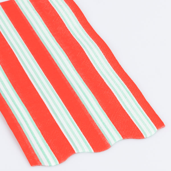 Our guest towels, made from premium paper, have a striped design in festive colors for a stylish look. Image2
