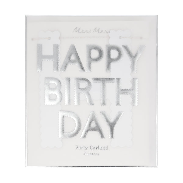 Our silver birthday garland gives a special look to a birthday party, place it on the party table, in a window, mantel, doorway or on a wall. Image2