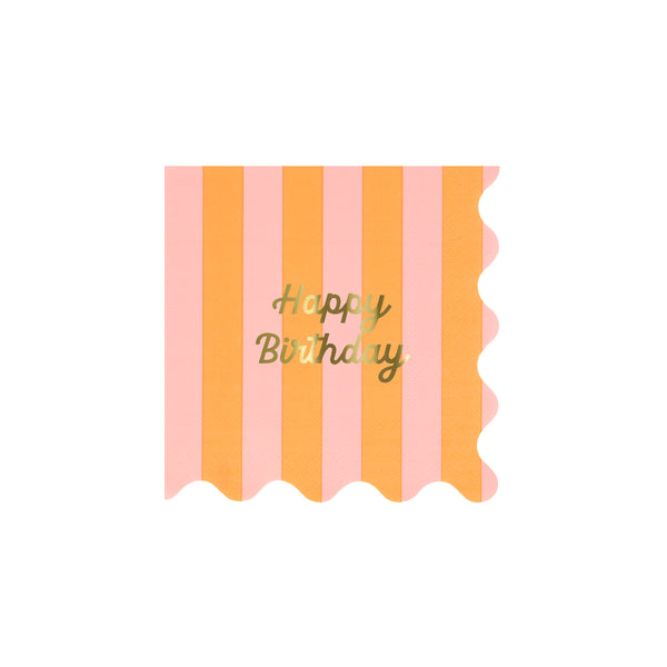 Our birthday napkins feature stripes and gold foil for a fabulous effect, perfect to add to your birthday party supplies. Image1