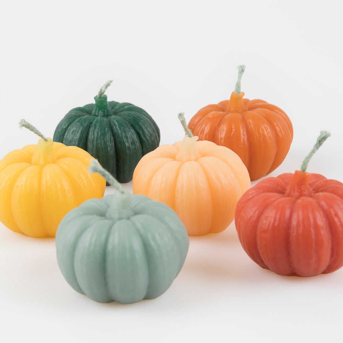 Our pumpkin candles are the perfect Thanksgiving table decorations or for as fall candles.