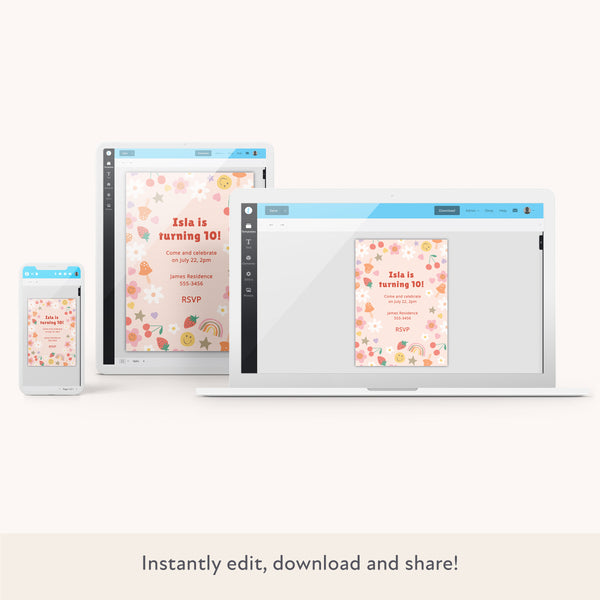 Happy Icons Download & Print Invitation