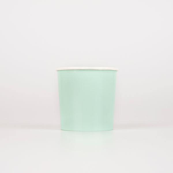 Our party cups, in sea green, are ideal to add to your birthday party supplies.