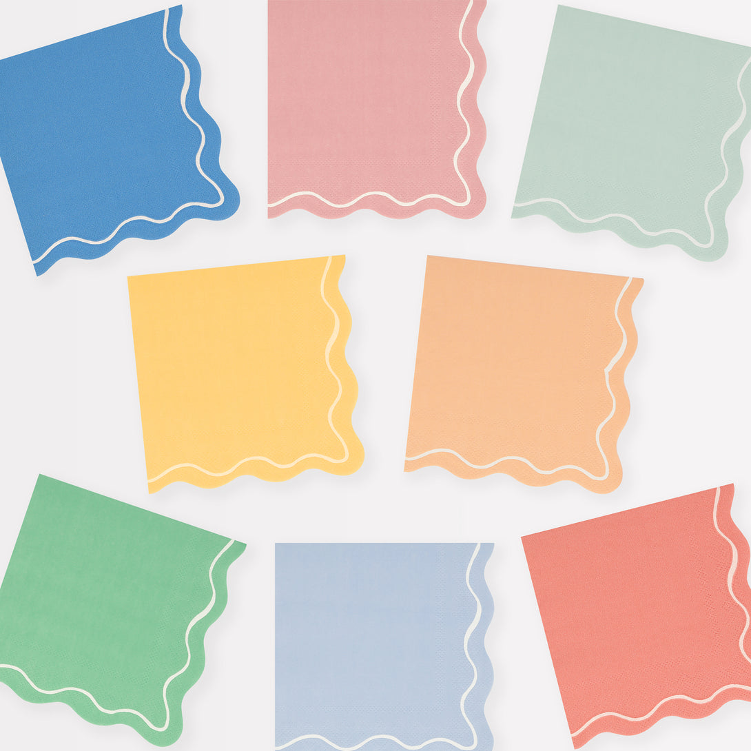 Our paper napkins come in a small size with a variety of colors - blue napkins, yellow napkins and pink napkins.