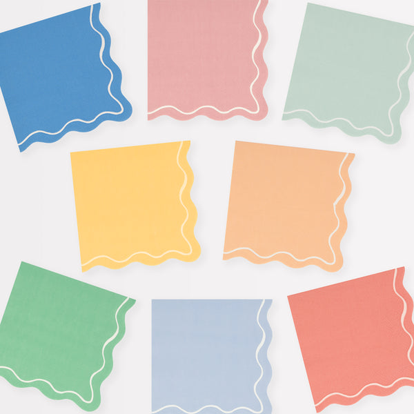 Our paper napkins come in a small size with a variety of colors - blue napkins, yellow napkins and pink napkins.