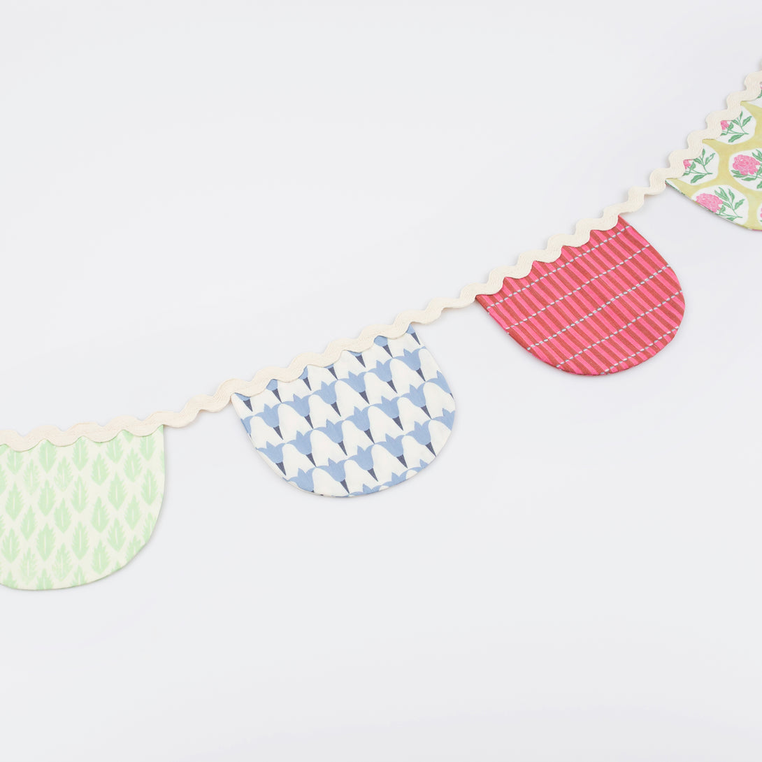 Our fabric garland is a reusable garland for party after party, or as a wall hanging for all year.