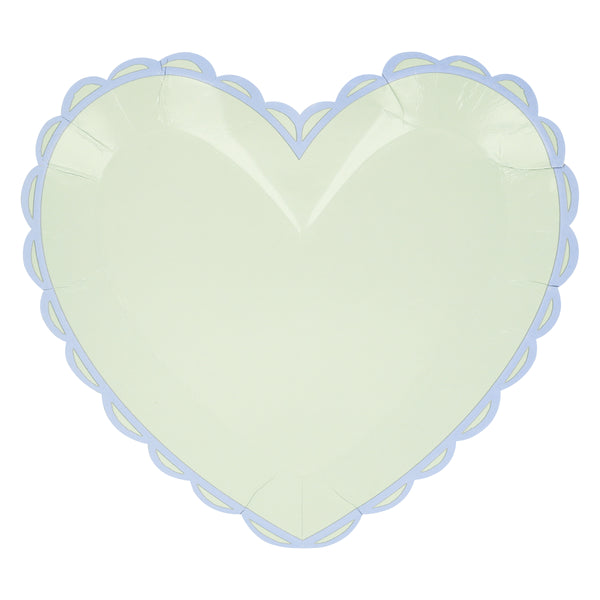 Our dinner plates, in heart shapes, feature a range of pretty pastel colors and a scalloped border. Image7