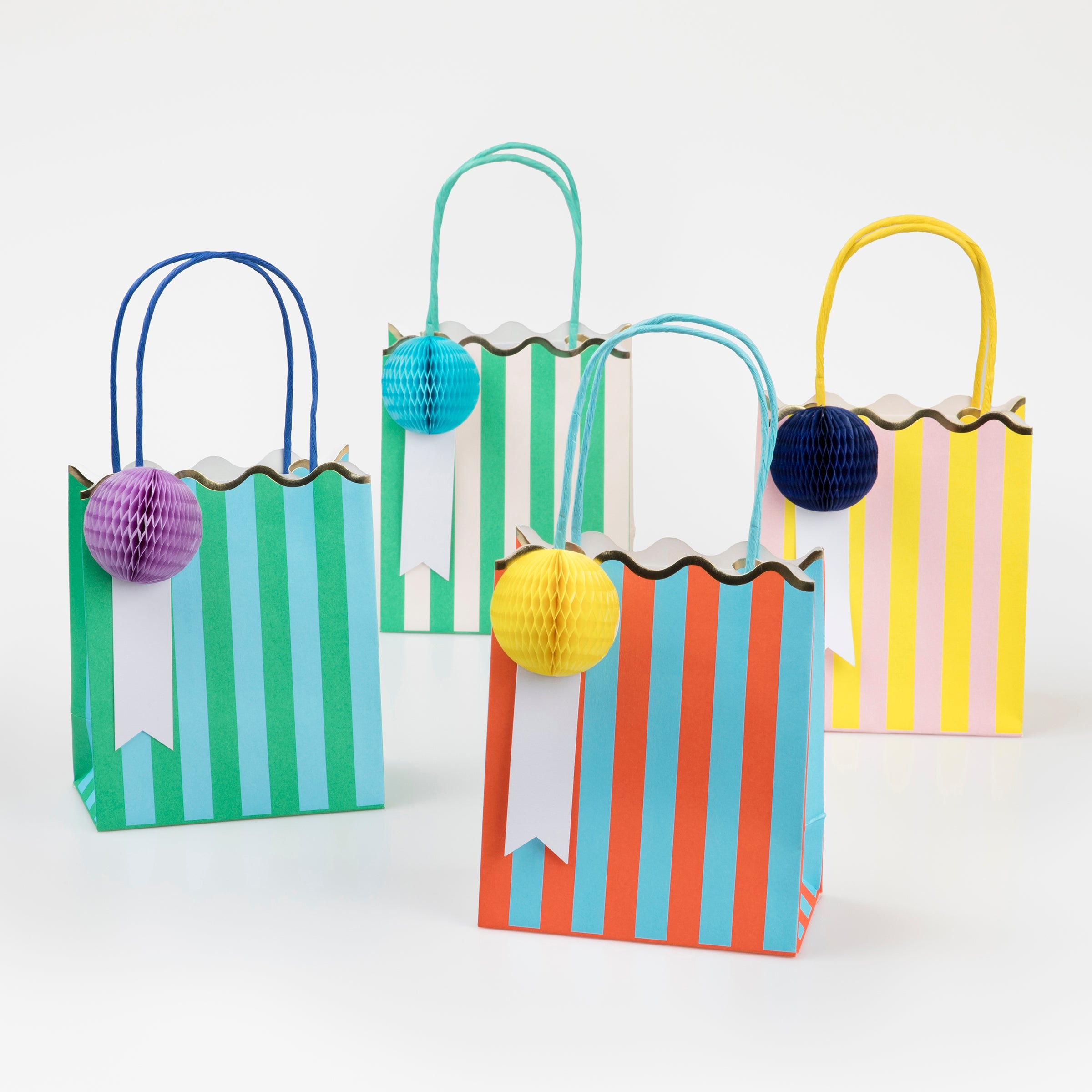 Choose our bright and striped party bags to thrill your party guests.