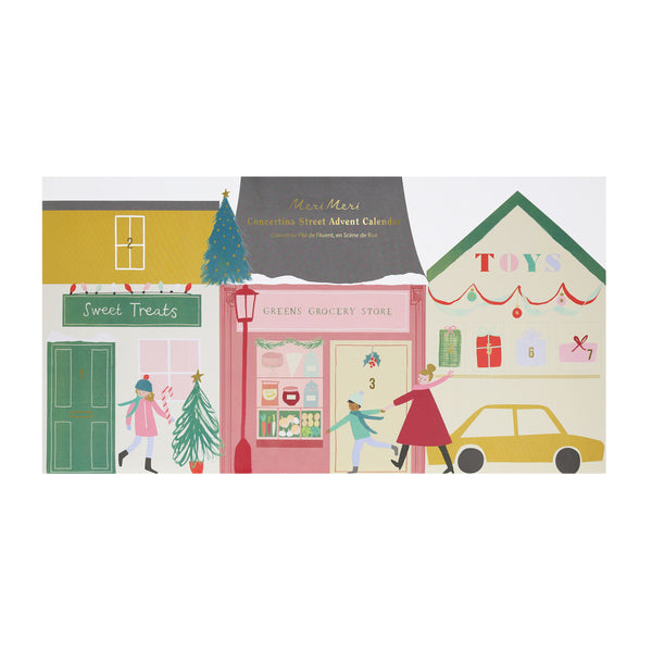 Our paper advent calendar is designed to look like Christmas street scene, with festive illustrations behind the windows and doors. Image5