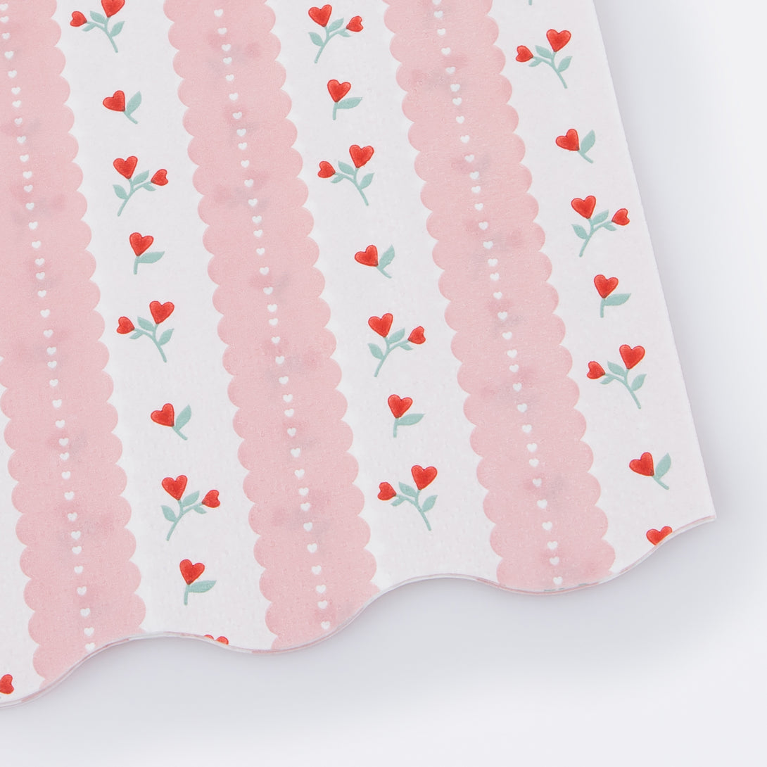 Our floral napkins, printed on soft paper, are perfect as Valentine's napkins.