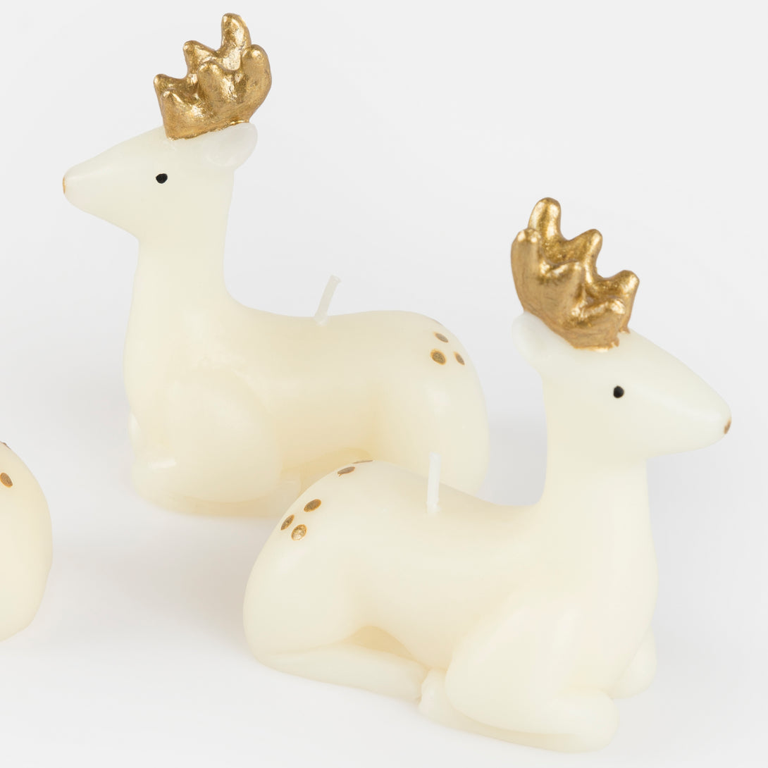 Our reindeer candles, with hand-painted gold details, make a great Christmas host gift.