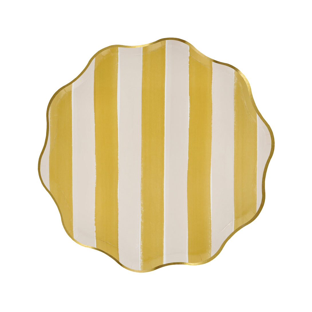 Our striped plates, in a side plate size, are made from high-quality paper and have a stunning striped design with a shiny gold foil border. Image7