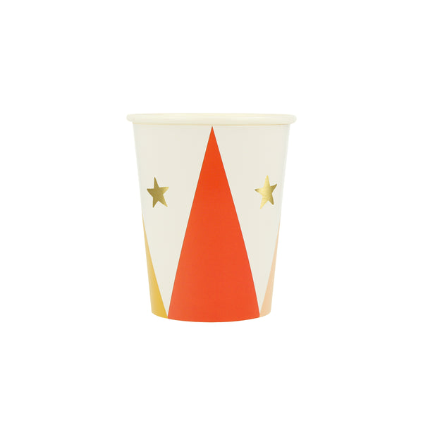 Our circus cups are perfect for a circus themed party, with bright colors and shiny gold foil stars. Image9