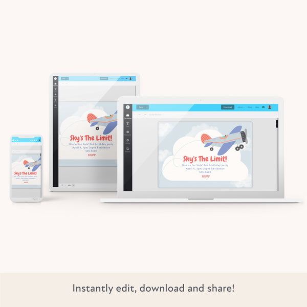 Plane Download & Print Invitation