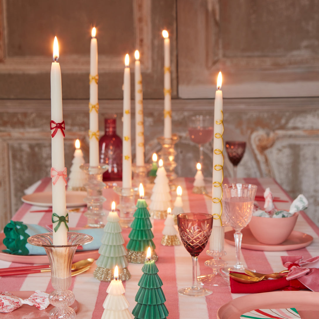 Our glitter tree candles are ideal if you're looking for wonderful Christmas table decoration ideas.