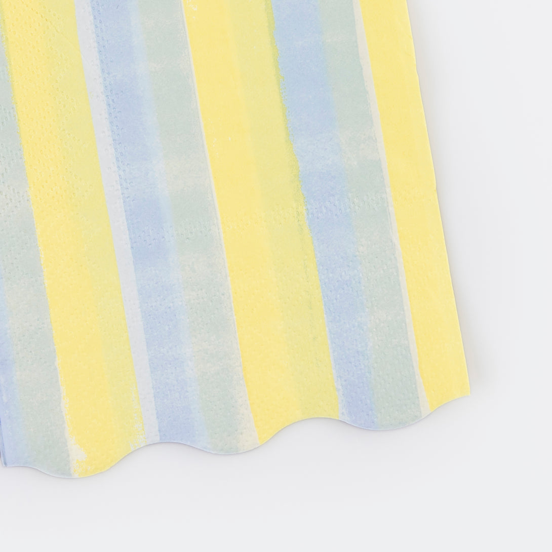 Place our guest napkins, in sensational pastel stripes, on your party table for a practical yet decorative look.