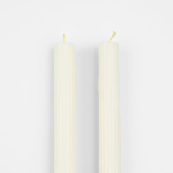 Our party candles, in a classic ivory shade with ridged details, look stunning on the mantel or party table. Image3