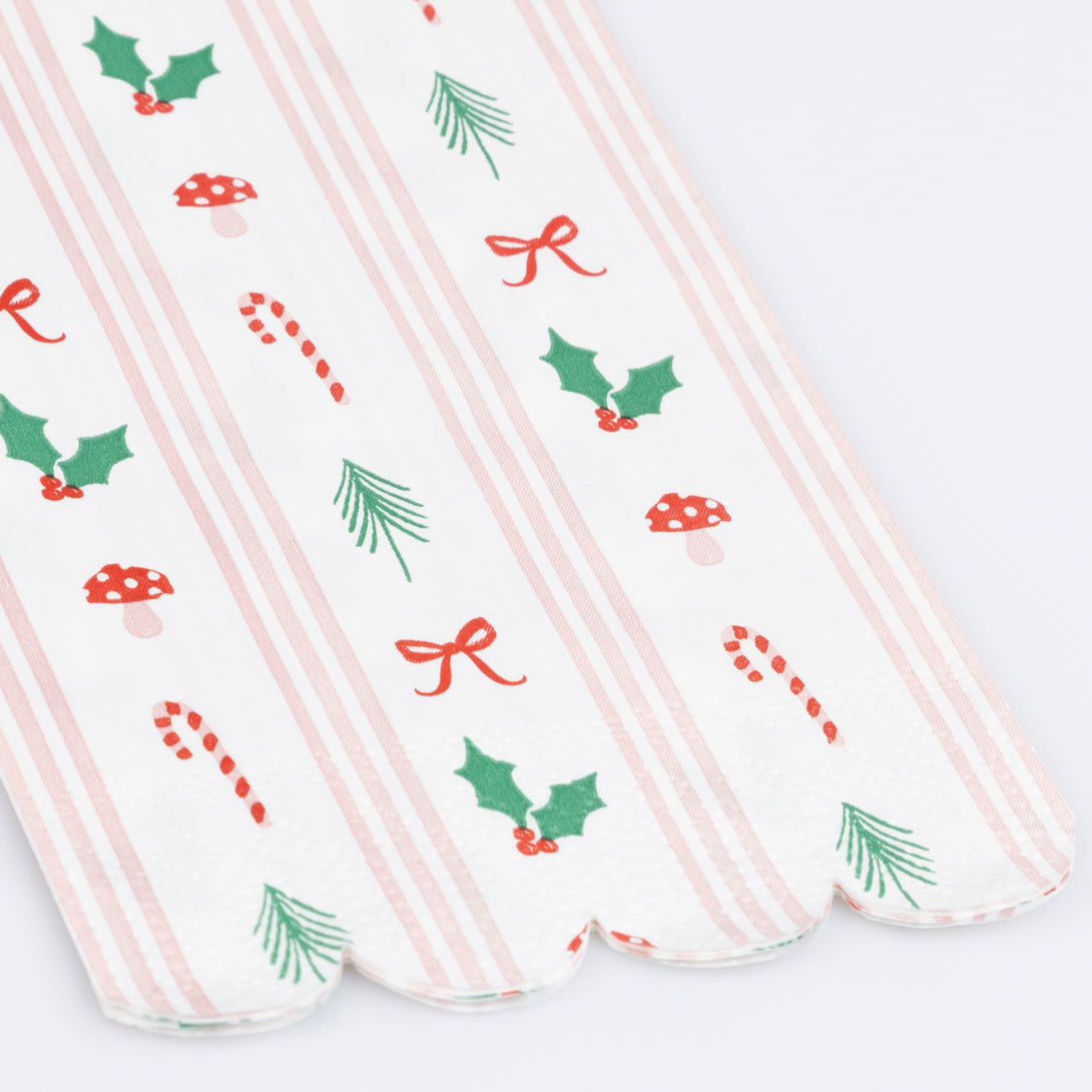 Our Christmas guest towels, made from 3-ply paper, feature festive icons in pink, red and green, perfect for your guest bathroom or party table. Image2
