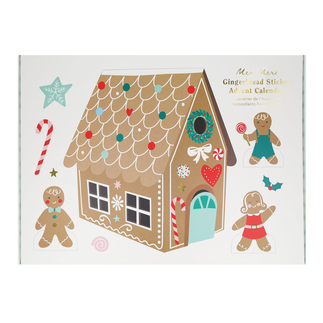 Our advent calendar features stickers and pompoms to place on a gingerbread festive scene, perfect for lots of Christmas fun.