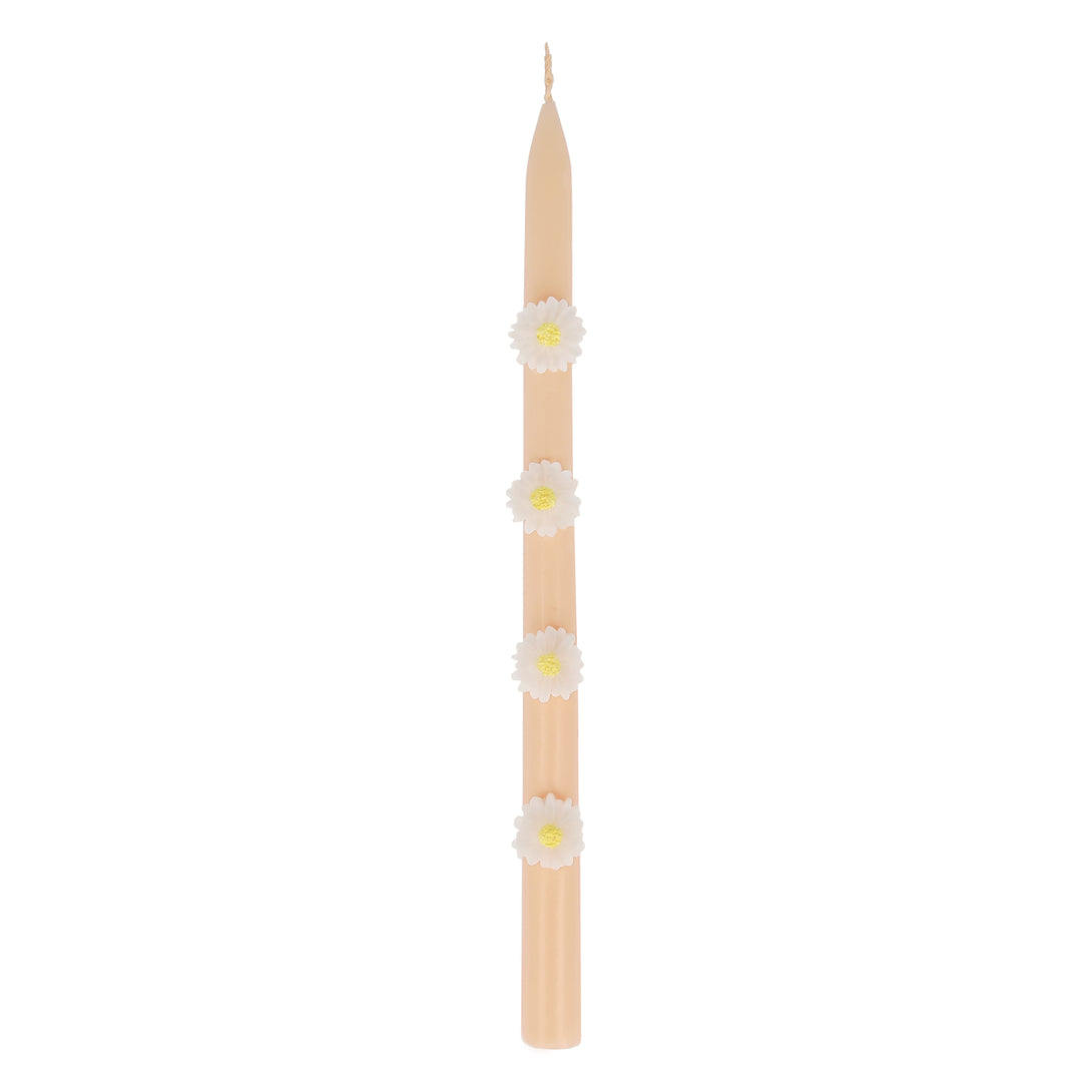 Make your springtime party look amazing with our tall pink candles, decorated with wax daisies, and with pink wicks.