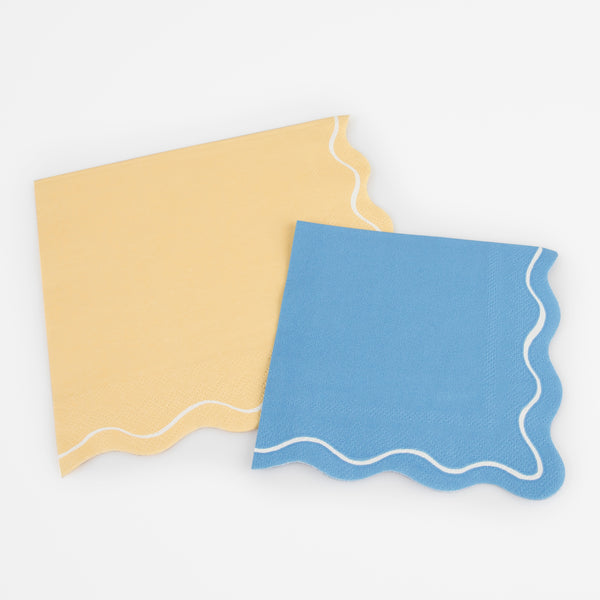 Our paper napkins have gorgeous colors, a scalloped edge and a wavy line design, the perfect party napkins. Image5