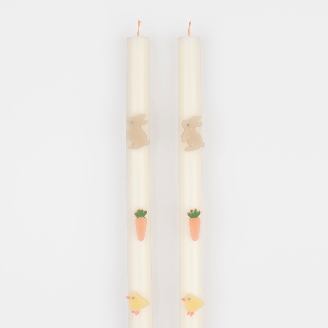 Our Easter candles, with handpainted details, make the perfect Easter decorations for your party table or mantel.