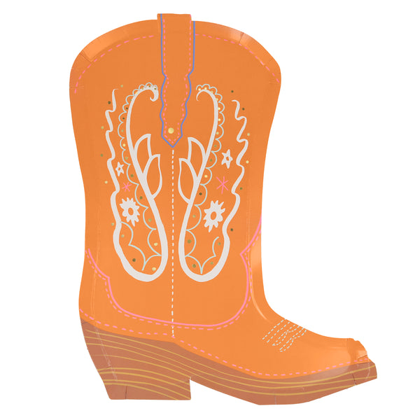 Our paper plates, in the shape of colorful cowboy boots, are perfect for a Western party. Image7