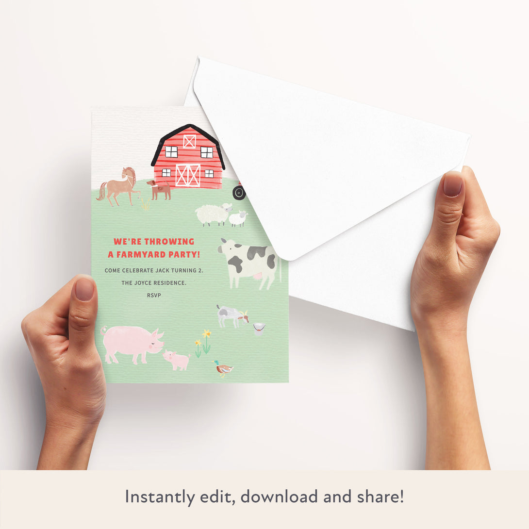 On The Farm Digital Party Invitation