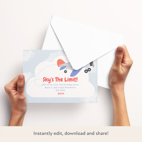 Plane Download & Print Invitation