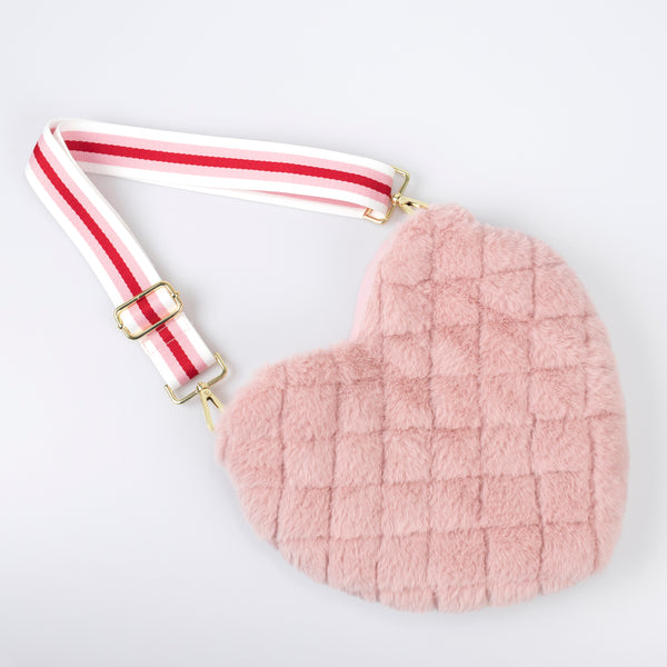 Our pink plush purse is perfect as a kids accessory.