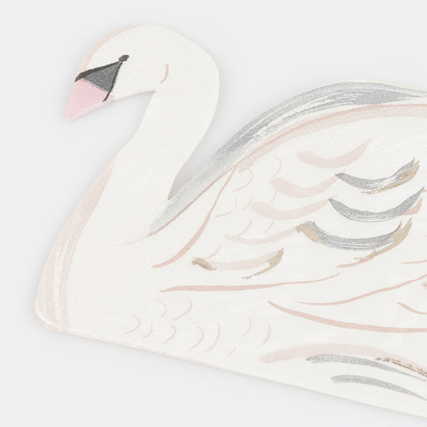 Our swan napkins are elegant disposable napkins perfect for any sophisticated celebration like a bridal shower or princess party. Image3