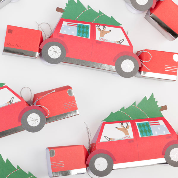 Our fun Christmas crackers, in the shape of a car, are great for kids and adults and contain gifts, a party hat and a joke. Image4