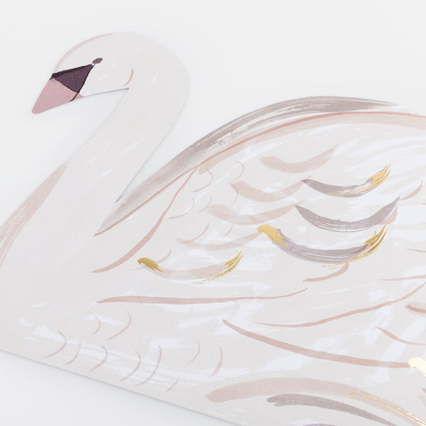 Our paper placemats, in the shape of beautiful swans, are perfect to add to your princess party supplies, or for Christmas or a bridal shower. Image3