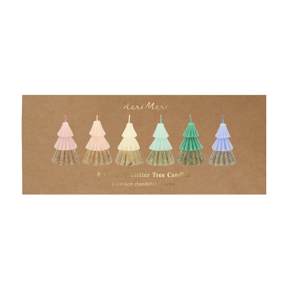 Our Christmas candles, in the shape of Christmas trees, are colorful and glittery, are perfect as a host gift.