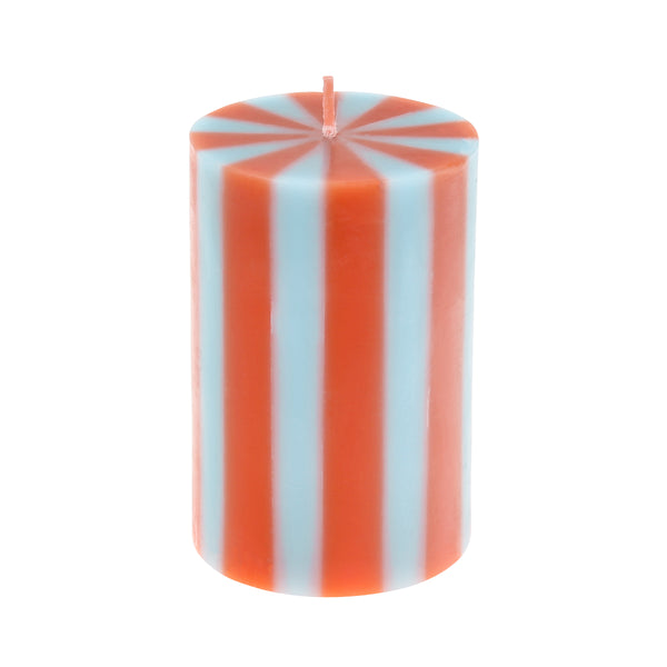 Our striped candles, in a classic pillar shape, feature 5 bright colorways and colored wicks, perfect for birthday and home decorations. Image2