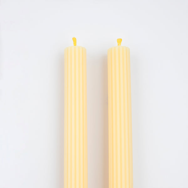 Our long candles, in a cheery yellow, look amazing on the mantel or table. Image3