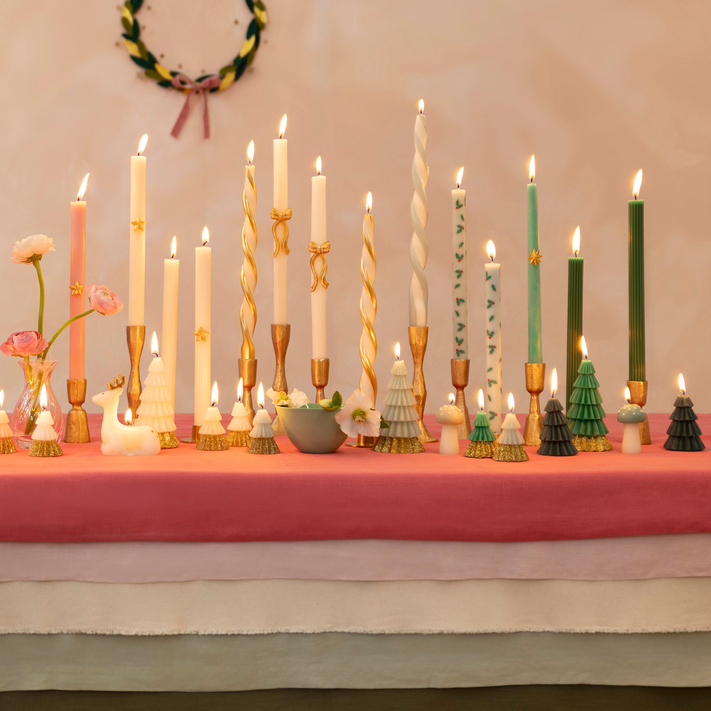 Gold Stripy Bow Table Candles - Thumbnail 5