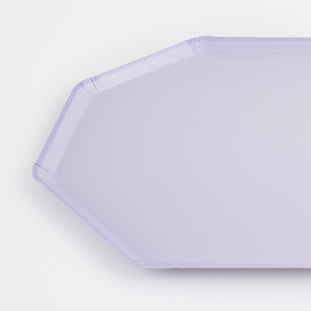 Our octagonal plates are the ideal side plates for any special party, the stunning periwinkle color looks amazing.