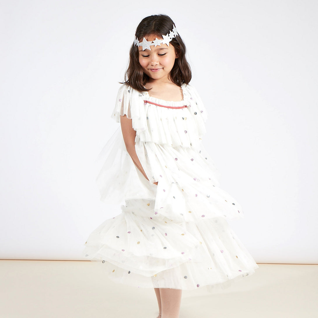 Our angel costume for kids includes a dress, wings and star headband. Image4
