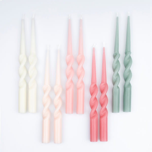 Our candle gift box includes 10 table candles in 5 soft colors, all beautifully presented in a Liberty print floral box. Image2