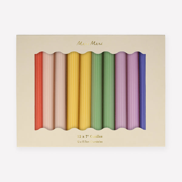 Our decorative candles in coral, pink, blue, sage and yellow will add color to your party table. Image6