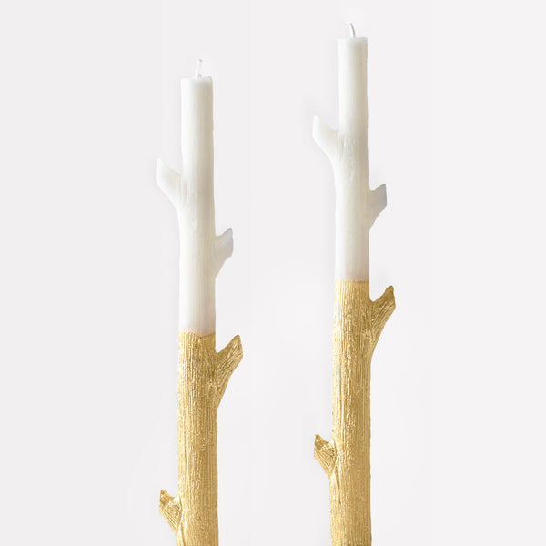 Our tall candles, in the shapes of sticks, are gold ink dipped for a really special effect - a fabulous host gift or Christmas table decoration. Image2