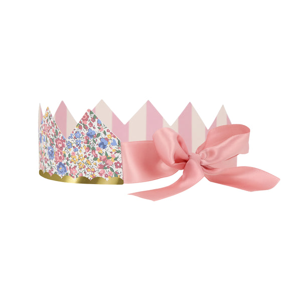Our sophisticated paper hats are crowns with Liberty print designs, pink ribbons and gold foil, perfect for bridal showers and baby showers. Image2