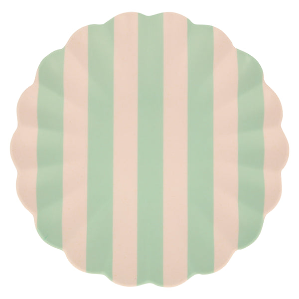 Our striped plates, with red, mint and blue teamed with pale pink, are reusable and perfect for all parties. Image1