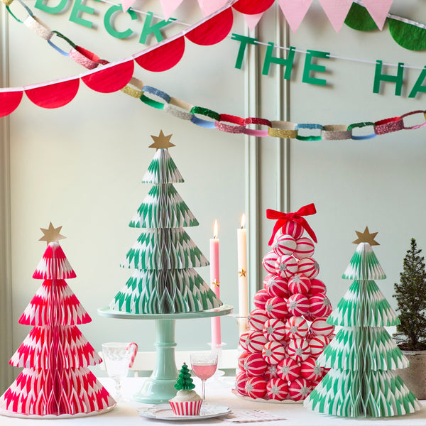 Our paper Christmas trees are made with honeycomb paper for a 3D effect, with vibrant stripes for a modern look. Image2