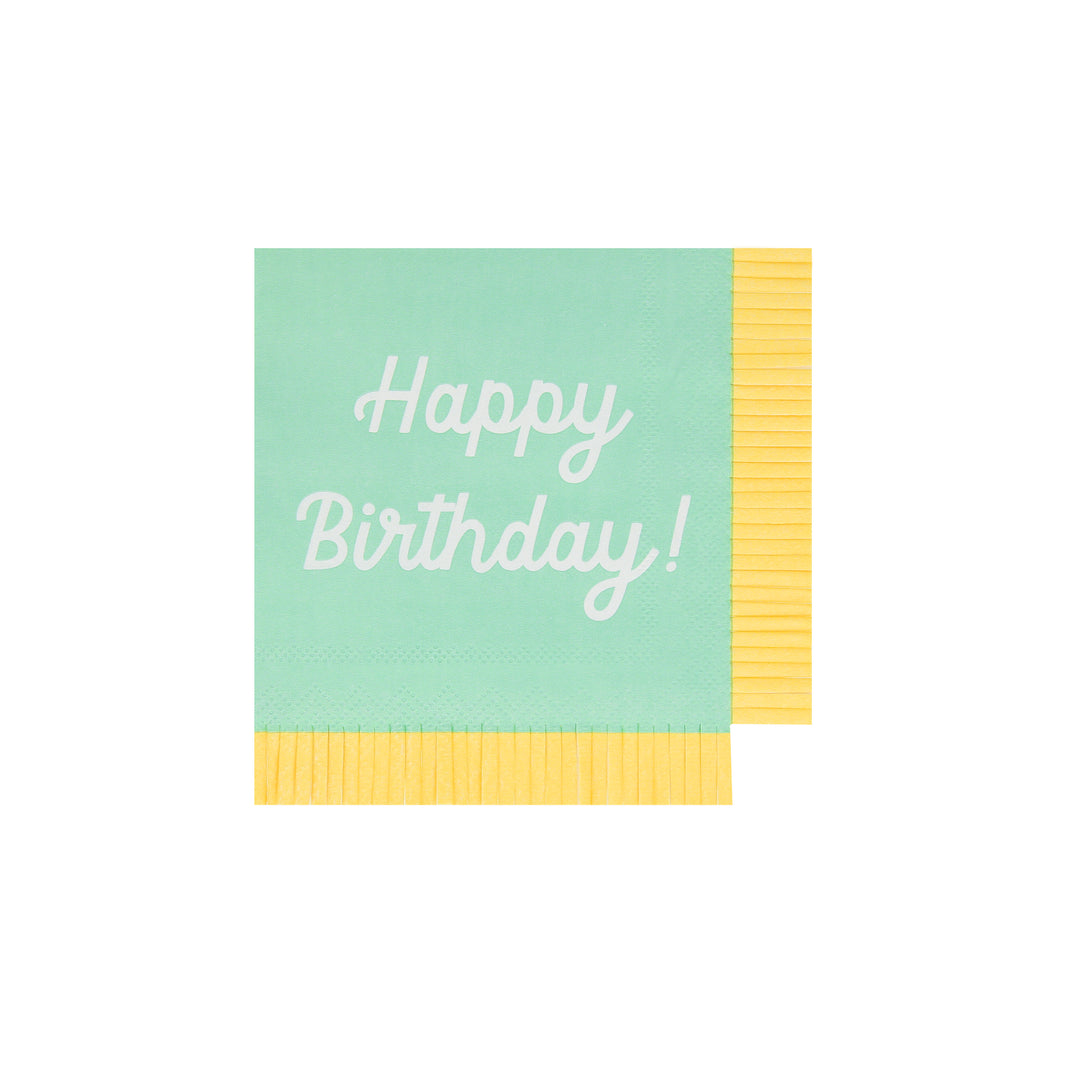 Our small paper napkins have the words Happy Birthday on them and lots of bright co-ordinating colors to look amazing on your party table.